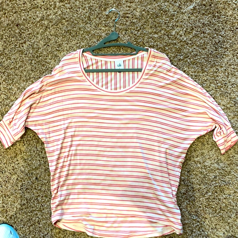 Cabi pink and cream three quarter length tee